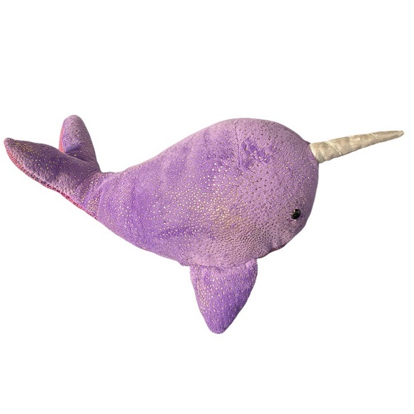 Aurora World Purple Pink Glitter Sparkly Narwhal Plush 10" Destination Nation - Picture 1 of 6